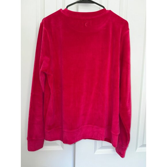 ZYIA Active size Large Fuchsia Pink Velvet Spell Out Pullover Sweatshirt NEW - Picture 5 of 5